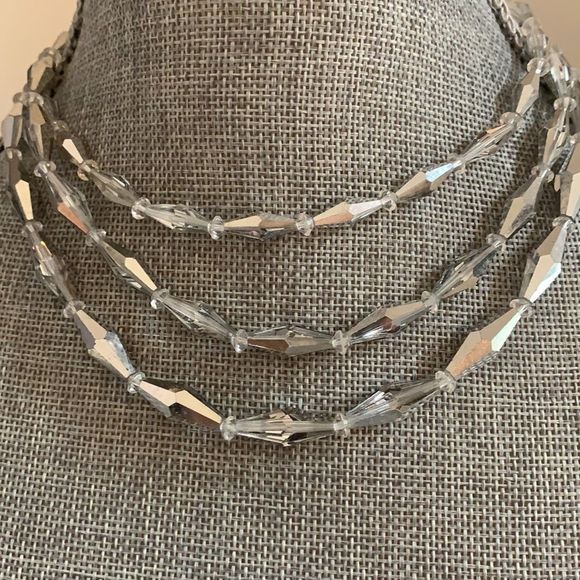 Vintage Jewelry - Vintage 1980s three strand shiny, sparkly choker/princess style  necklace